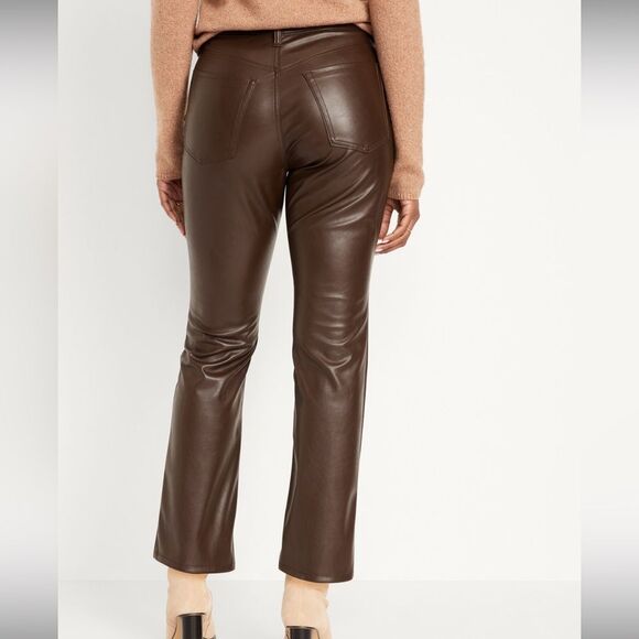 NWT- Old Navy- 2 tall, 18P & 30+. High Waist Faux Leather Boot Cut Ankle Pant - Picture 2 of 10
